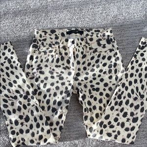 Ivory & Black Cheetah Print Jeans, Size 26